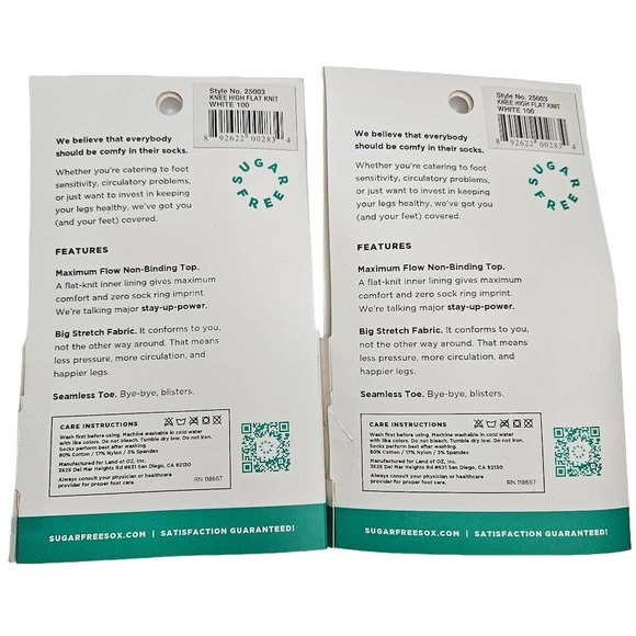 Non-Binding Knee Length Women's Pack Of 2 Circulatory‎ Socks White Size Medium - Picture 4 of 7